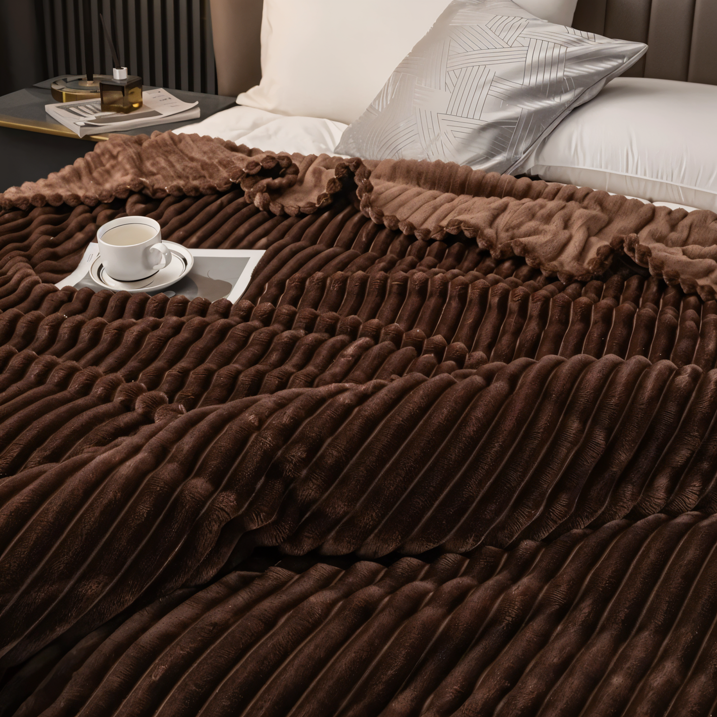 StripyLux Plaid - Weich, Atmungsaktiv Gerippte Fleece Decke - Dicke Plüsch Werfen Decke