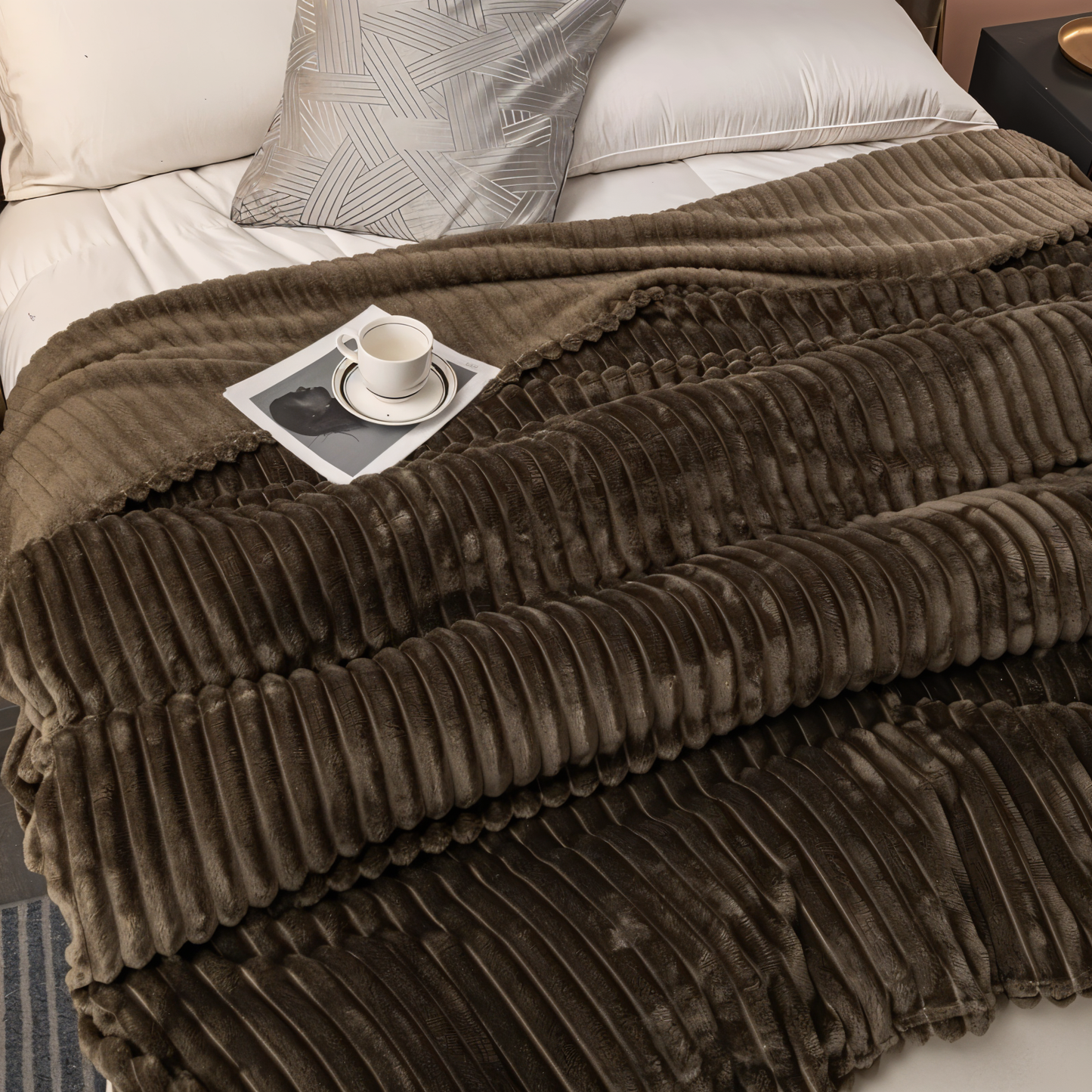 StripyLux Plaid - Weich, Atmungsaktiv Gerippte Fleece Decke - Dicke Plüsch Werfen Decke