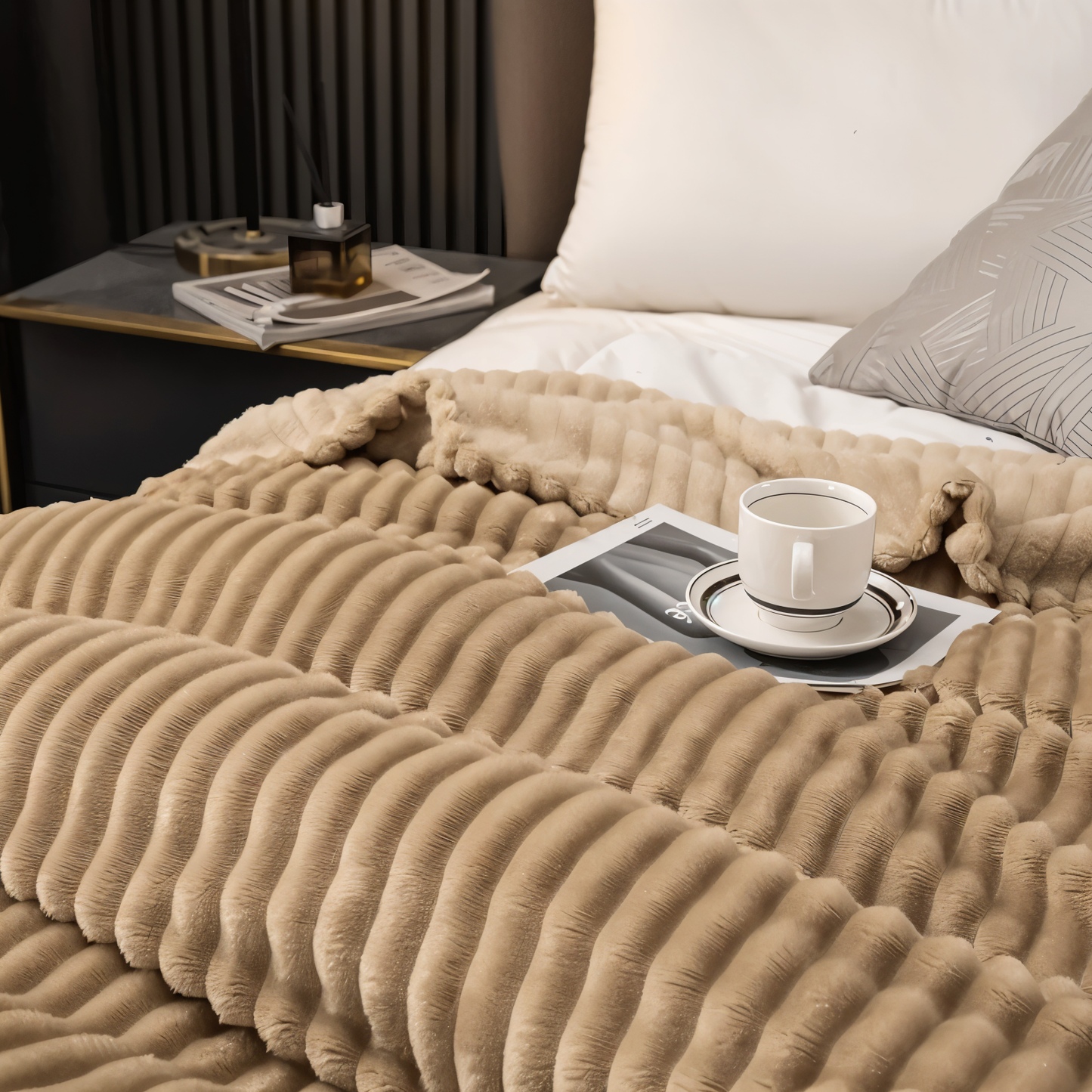 StripyLux Plaid - Weich, Atmungsaktiv Gerippte Fleece Decke - Dicke Plüsch Werfen Decke