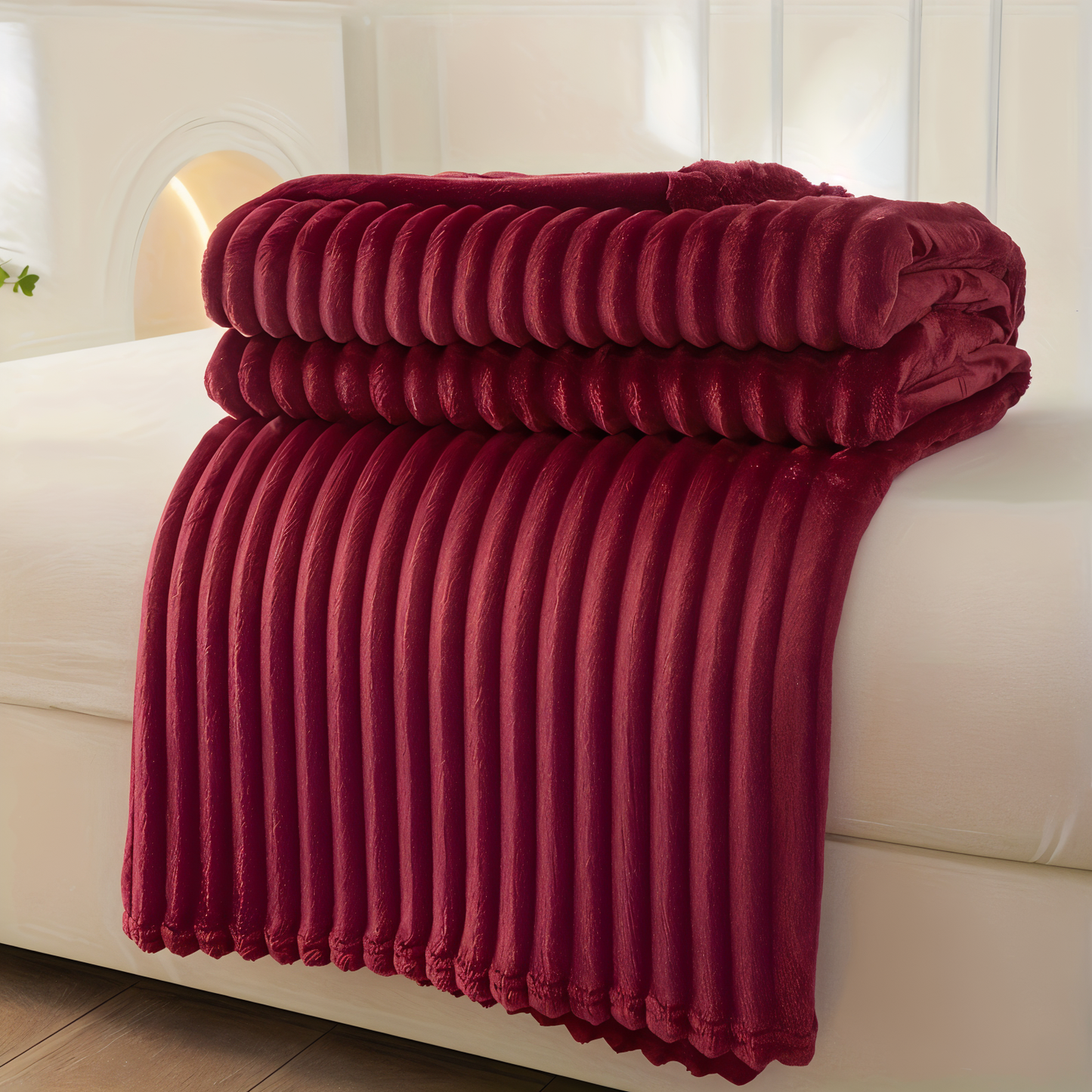 StripyLux Plaid - Weich, Atmungsaktiv Gerippte Fleece Decke - Dicke Plüsch Werfen Decke
