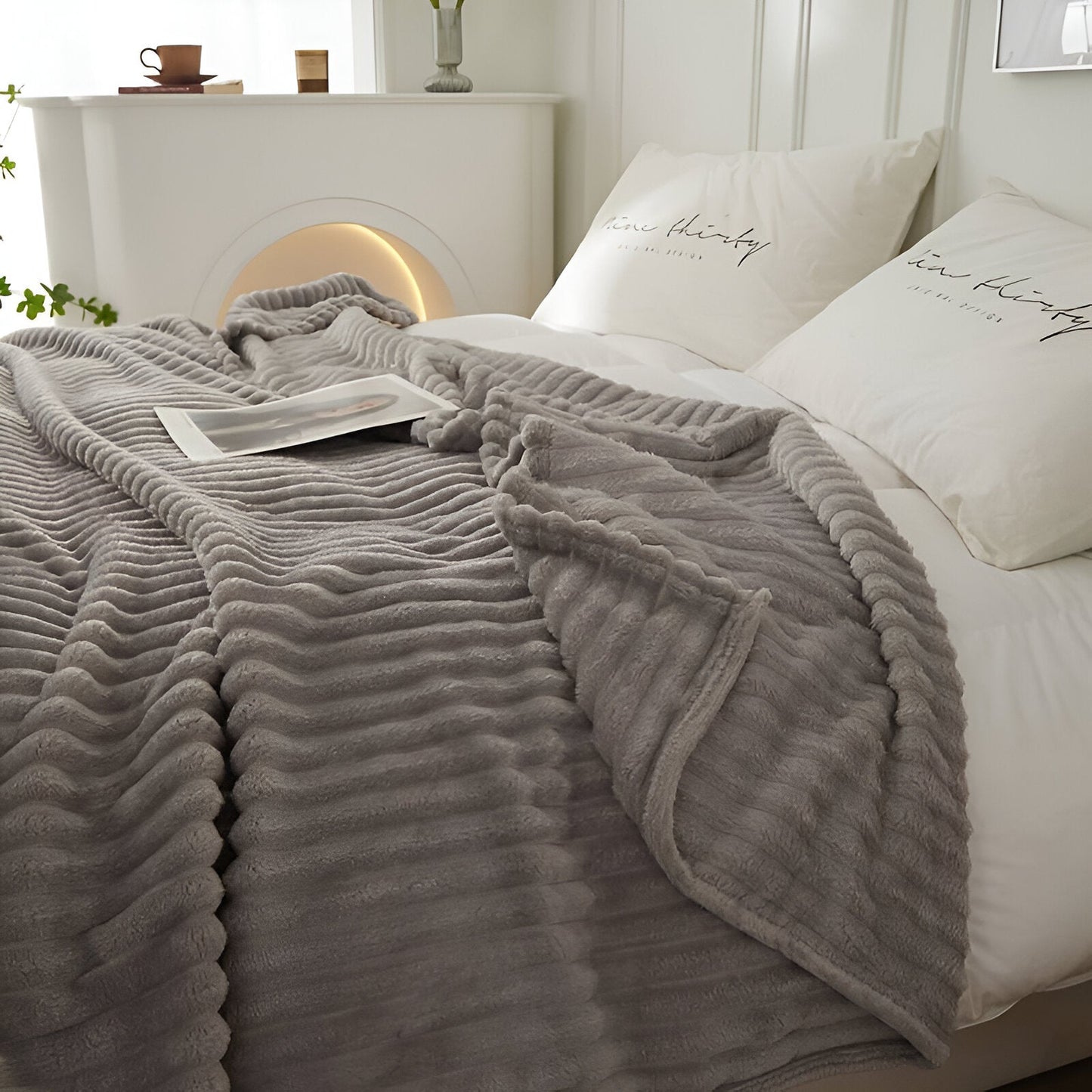 StripyLux Plaid - Weich, Atmungsaktiv Gerippte Fleece Decke - Dicke Plüsch Werfen Decke