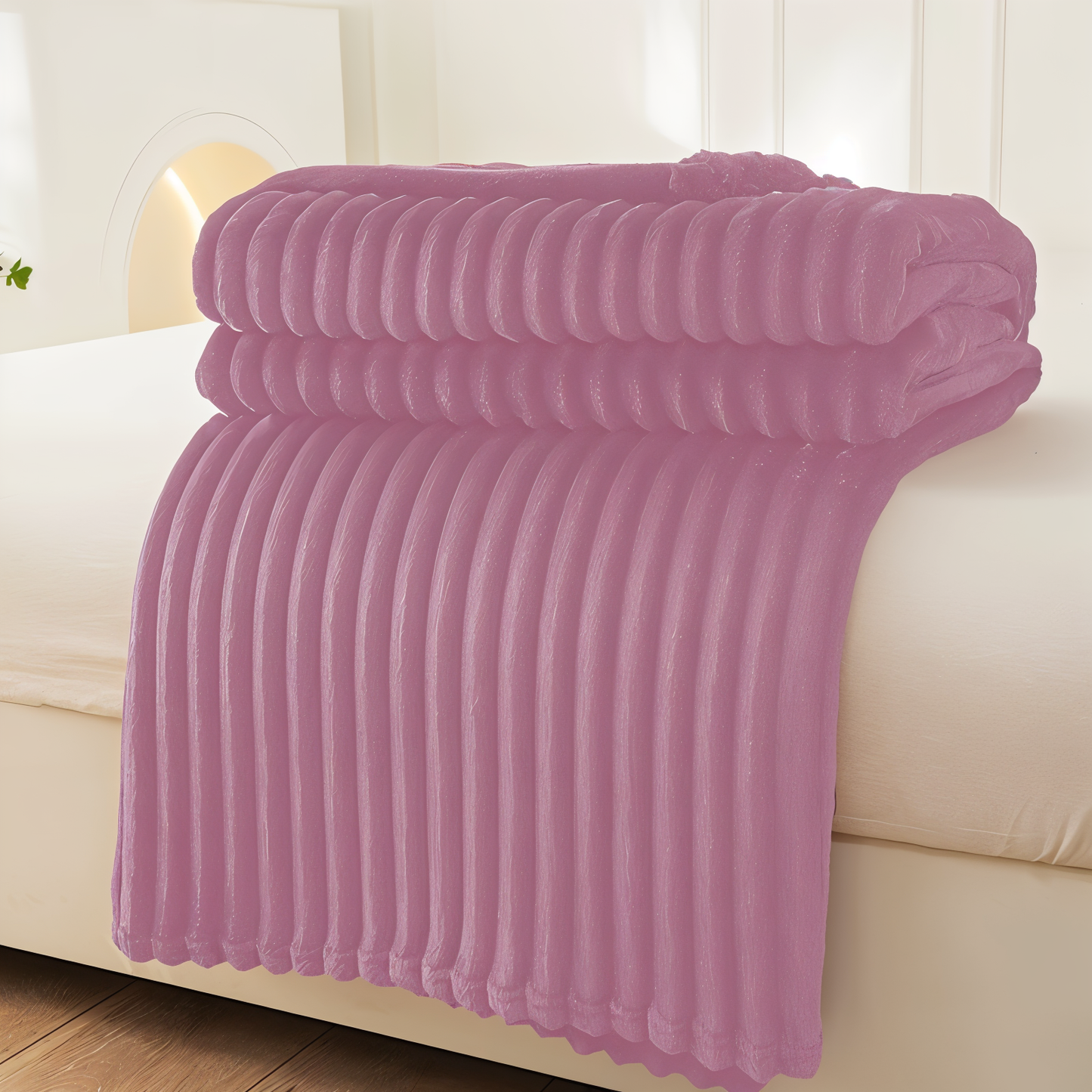 StripyLux Plaid - Weich, Atmungsaktiv Gerippte Fleece Decke - Dicke Plüsch Werfen Decke