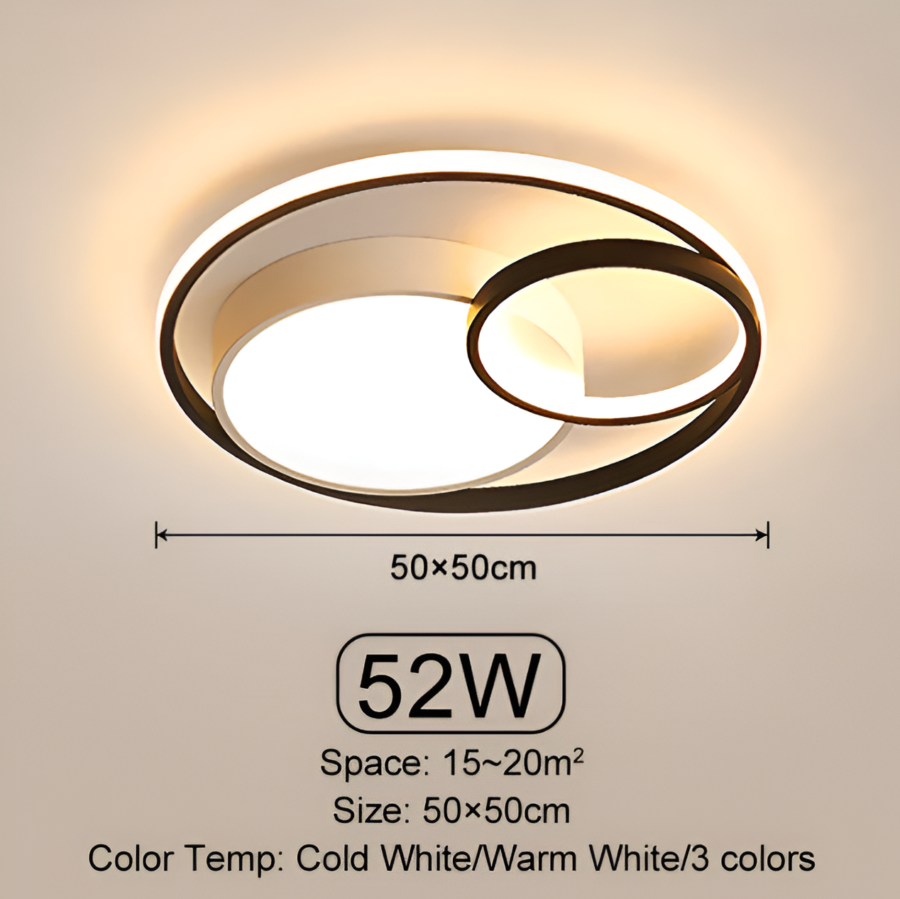 TriCircula Deckenleuchte - Moderne Runde Dimmbare LED Deckenleuchte