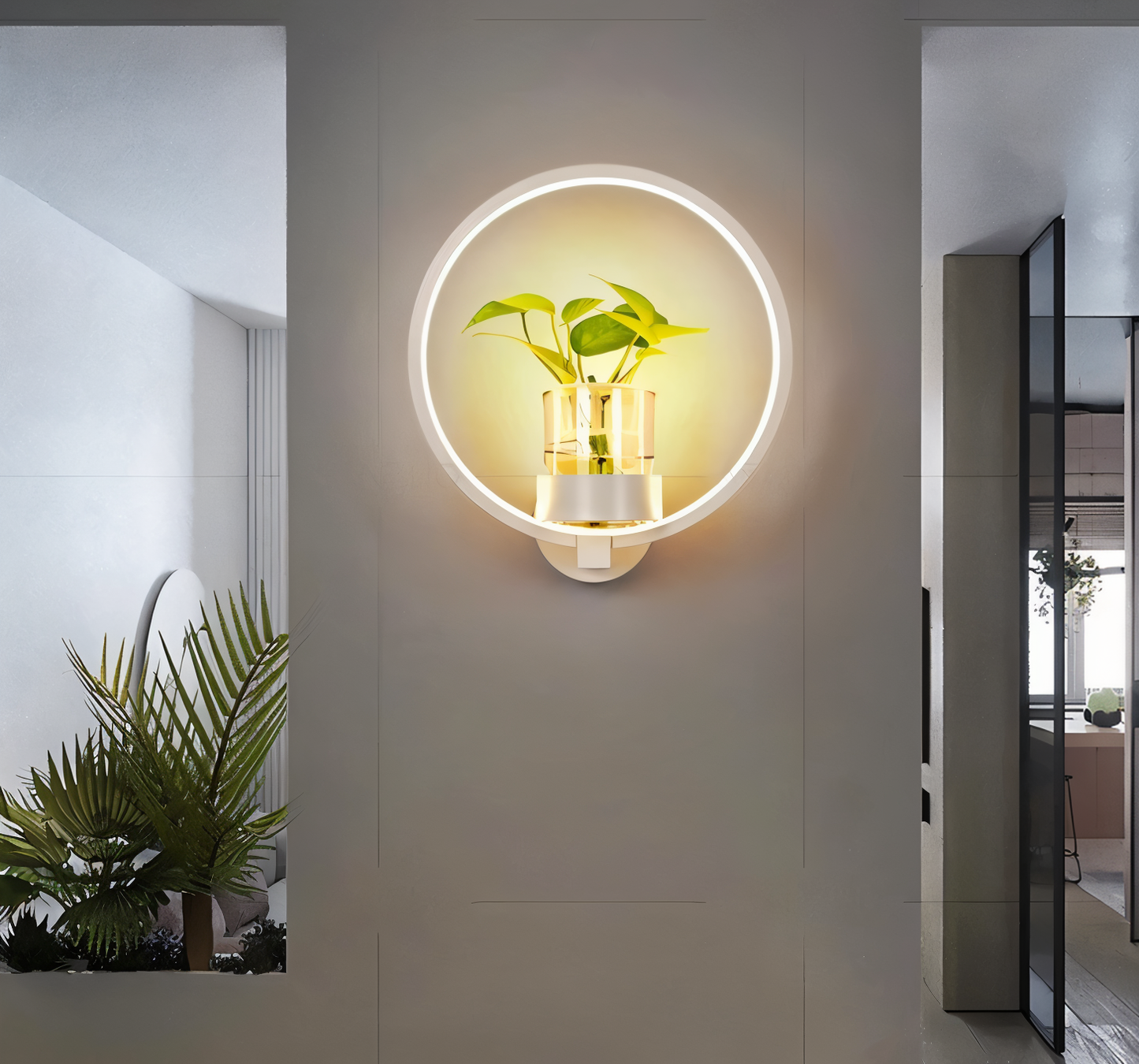VerdantLume Wandleuchte - Minimalistische Wandleuchte mit integrierter Pflanzenhalterung - Moderne Wandleuchten LED