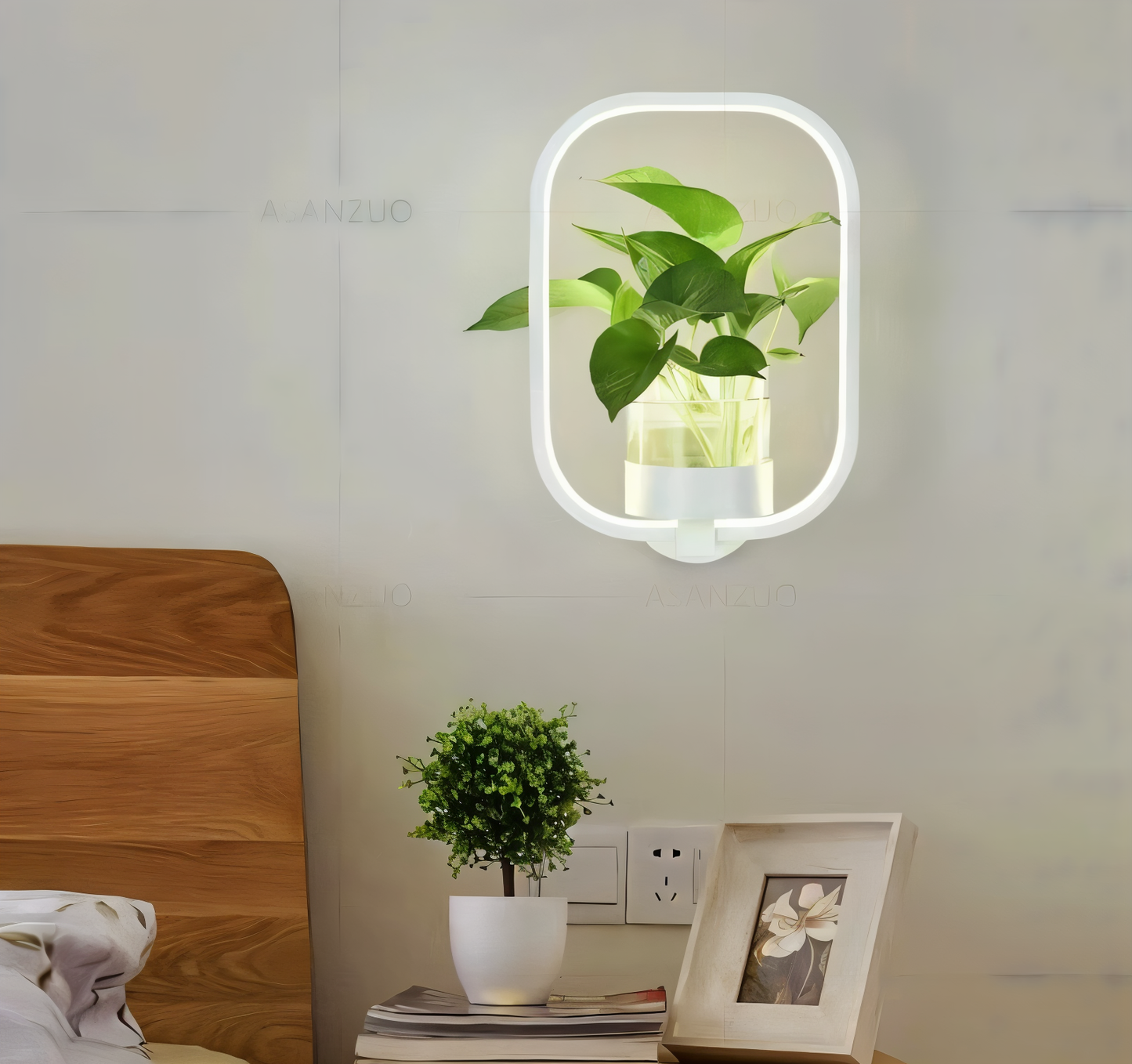 VerdantLume Wandleuchte - Minimalistische Wandleuchte mit integrierter Pflanzenhalterung - Moderne Wandleuchten LED