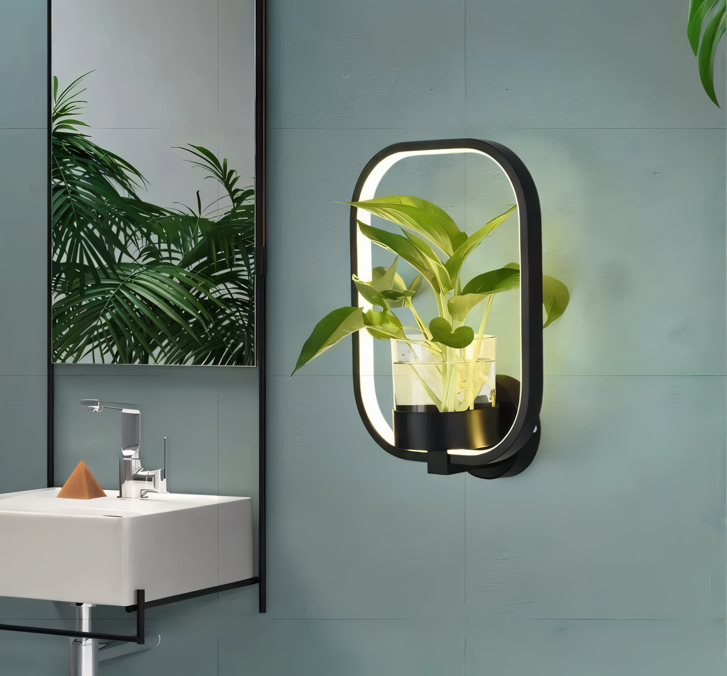 VerdantLume Wandleuchte - Minimalistische Wandleuchte mit integrierter Pflanzenhalterung - Moderne Wandleuchten LED