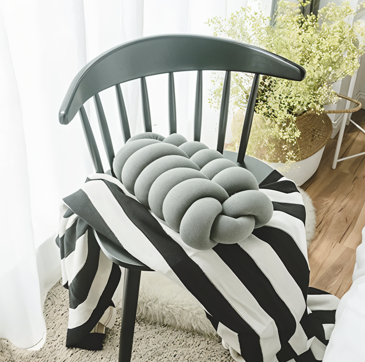 VividKnot - Baumwolle Gestrickt Deko Kissen für Sofa & Stuhl Bliss