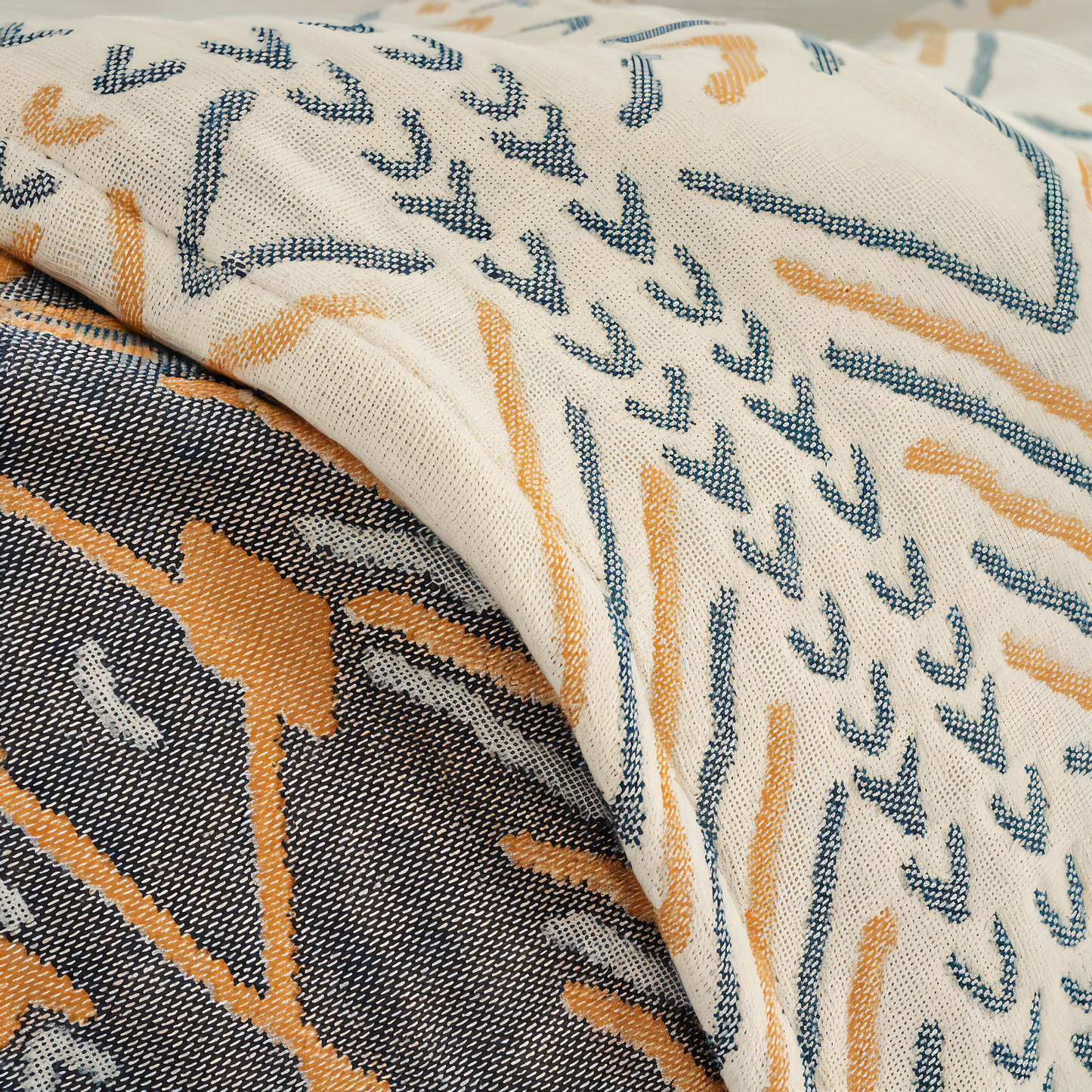 VividPure Plaid - Wendbarer Baumwollüberwurf für Sofa - Köpergewebe Boho Fleece Decke