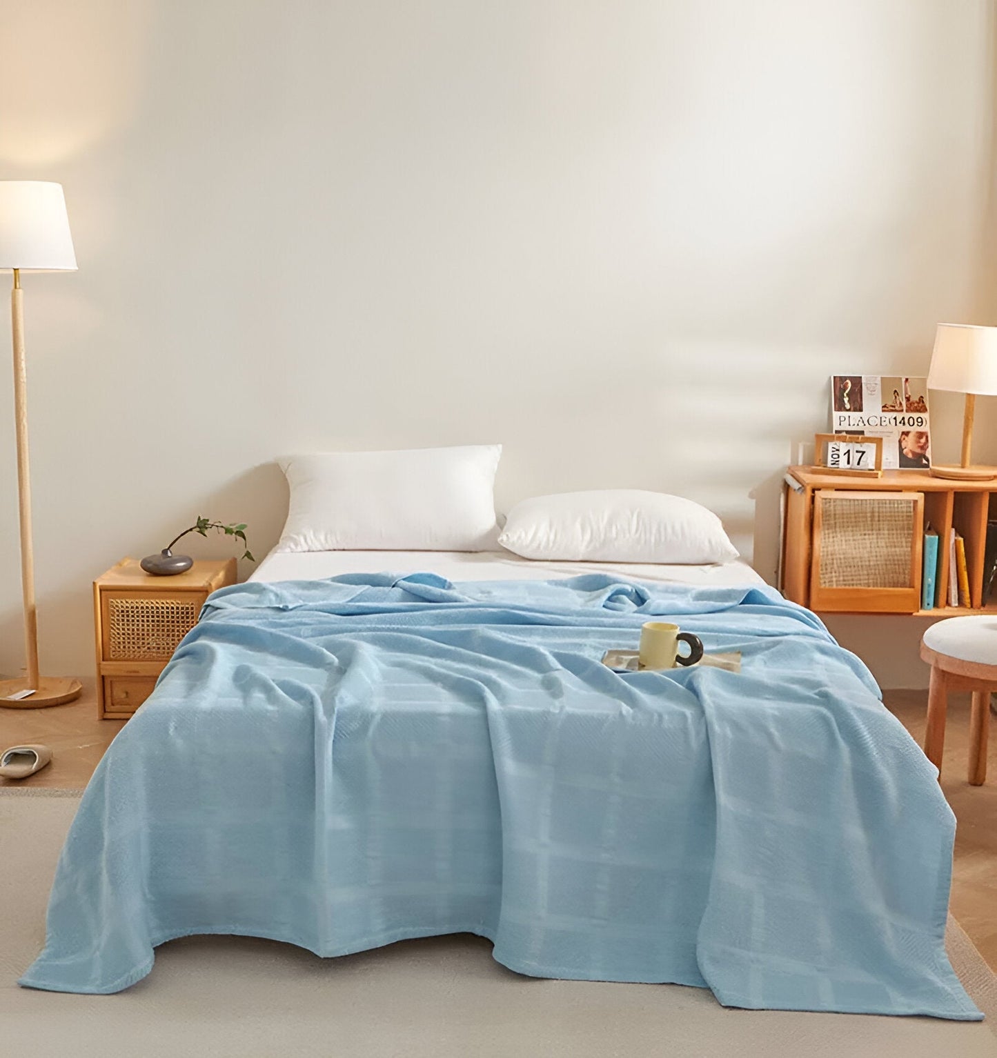 WaffleCloud Plaid - Hypoallergen Baumwolle Fleece Decke - Weicher Twill Gewebter Wurf