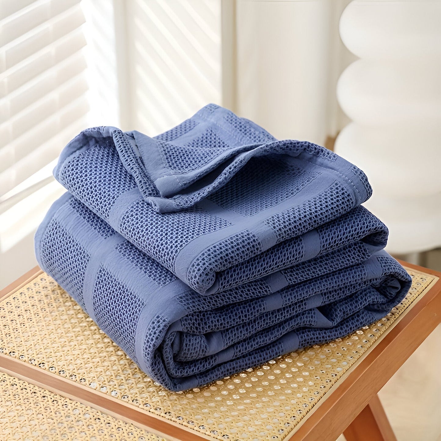 WaffleCloud Plaid - Hypoallergen Baumwolle Fleece Decke - Weicher Twill Gewebter Wurf