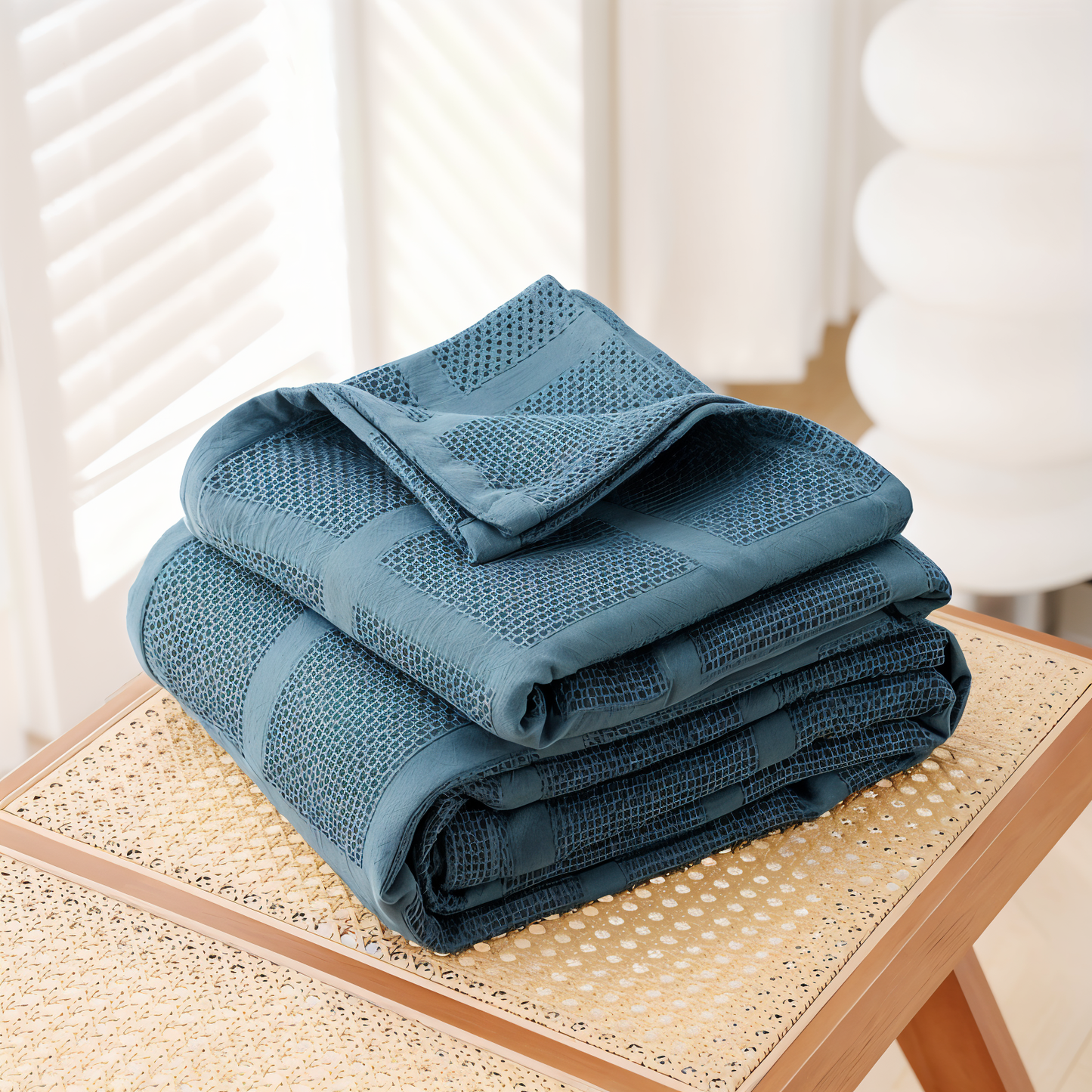 WaffleCloud Plaid - Hypoallergen Baumwolle Fleece Decke - Weicher Twill Gewebter Wurf