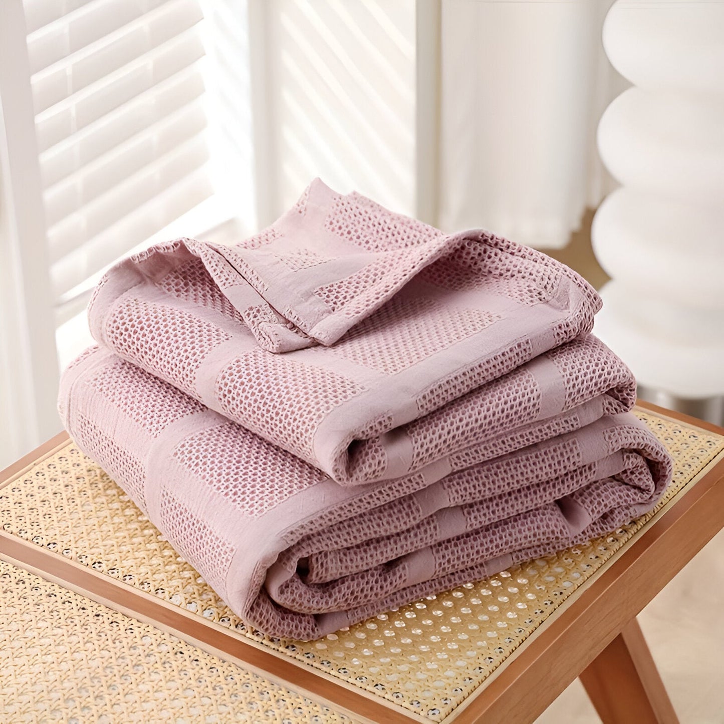 WaffleCloud Plaid - Hypoallergen Baumwolle Fleece Decke - Weicher Twill Gewebter Wurf