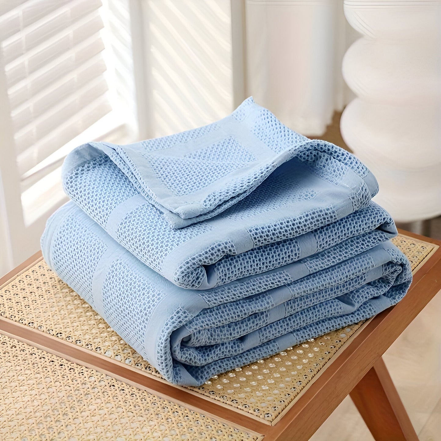 WaffleCloud Plaid - Hypoallergen Baumwolle Fleece Decke - Weicher Twill Gewebter Wurf