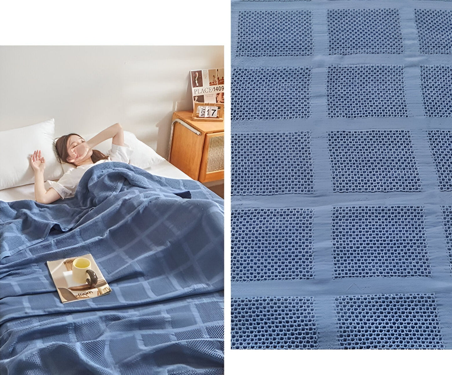 WaffleCloud Plaid - Hypoallergen Baumwolle Fleece Decke - Weicher Twill Gewebter Wurf