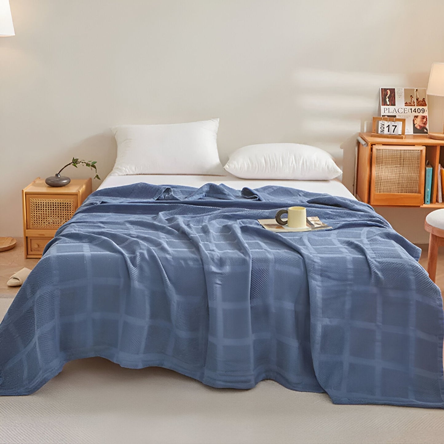 WaffleCloud Plaid - Hypoallergen Baumwolle Fleece Decke - Weicher Twill Gewebter Wurf
