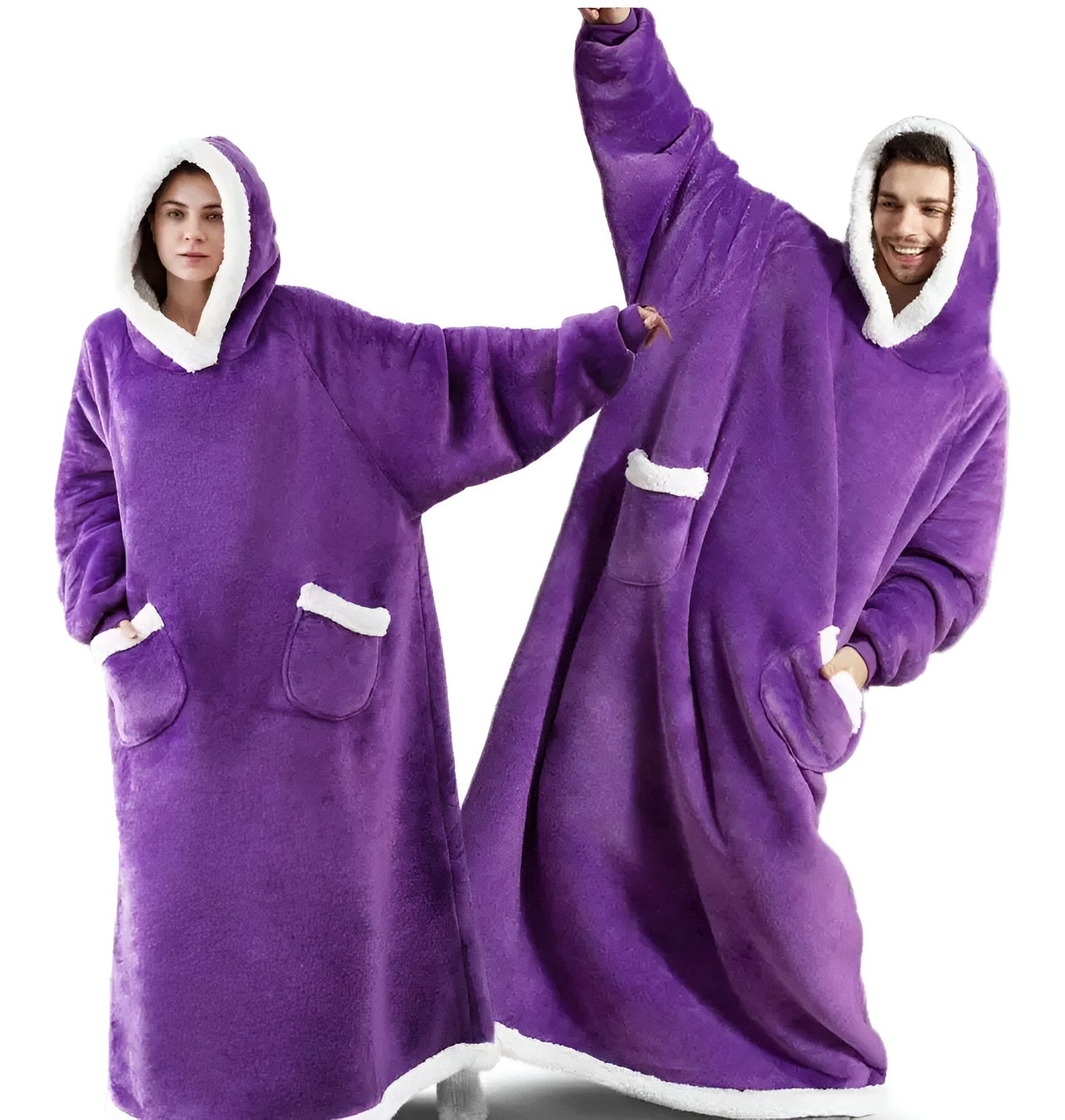WarmWrap Hoodie Decke - Plüschflanell Pullover in Übergröße mit Tasche