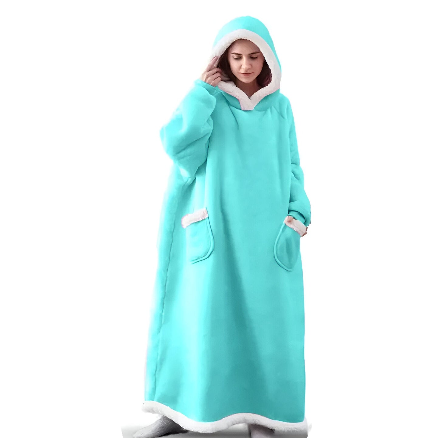 WarmWrap Hoodie Decke - Plüschflanell Pullover in Übergröße mit Tasche