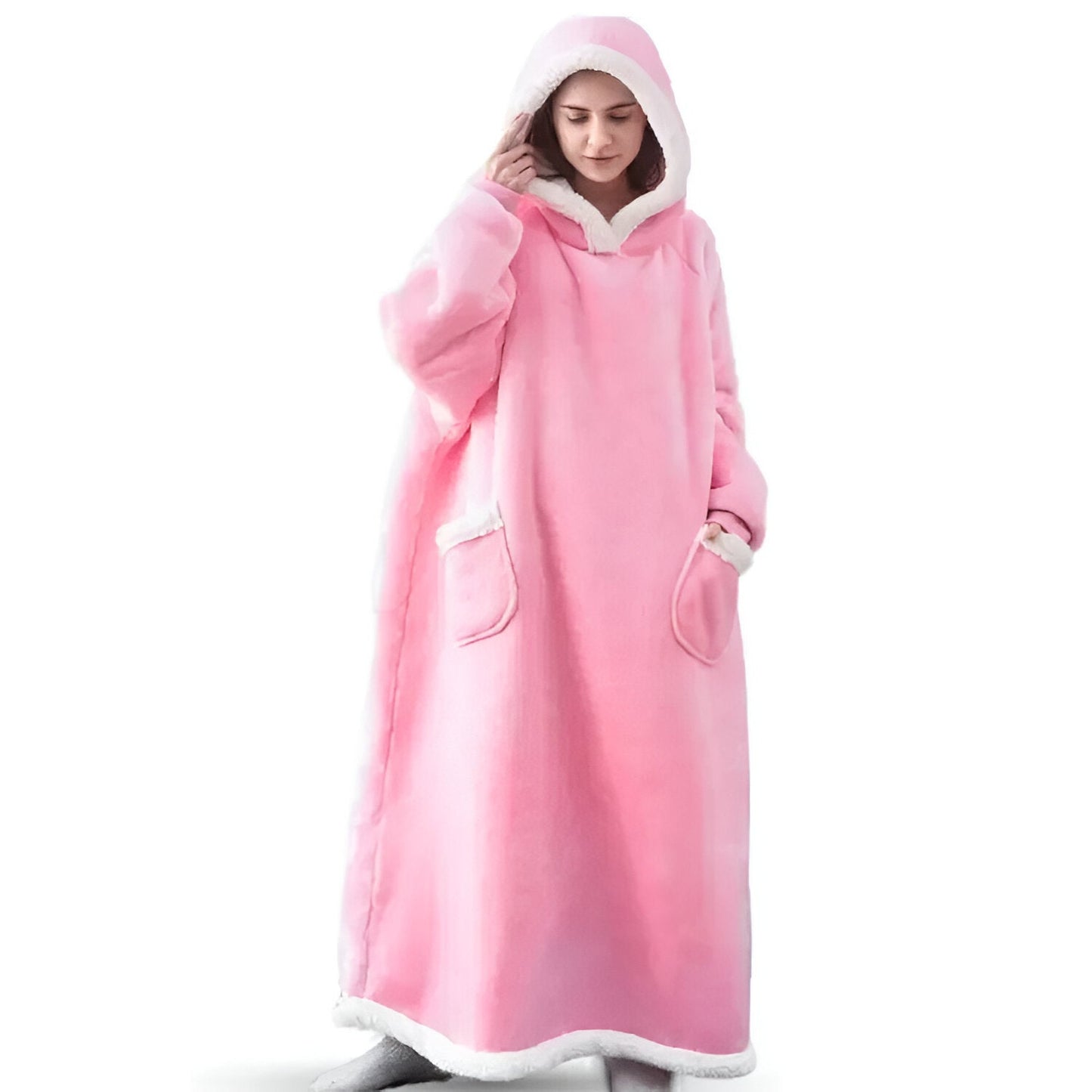 WarmWrap Hoodie Decke - Plüschflanell Pullover in Übergröße mit Tasche