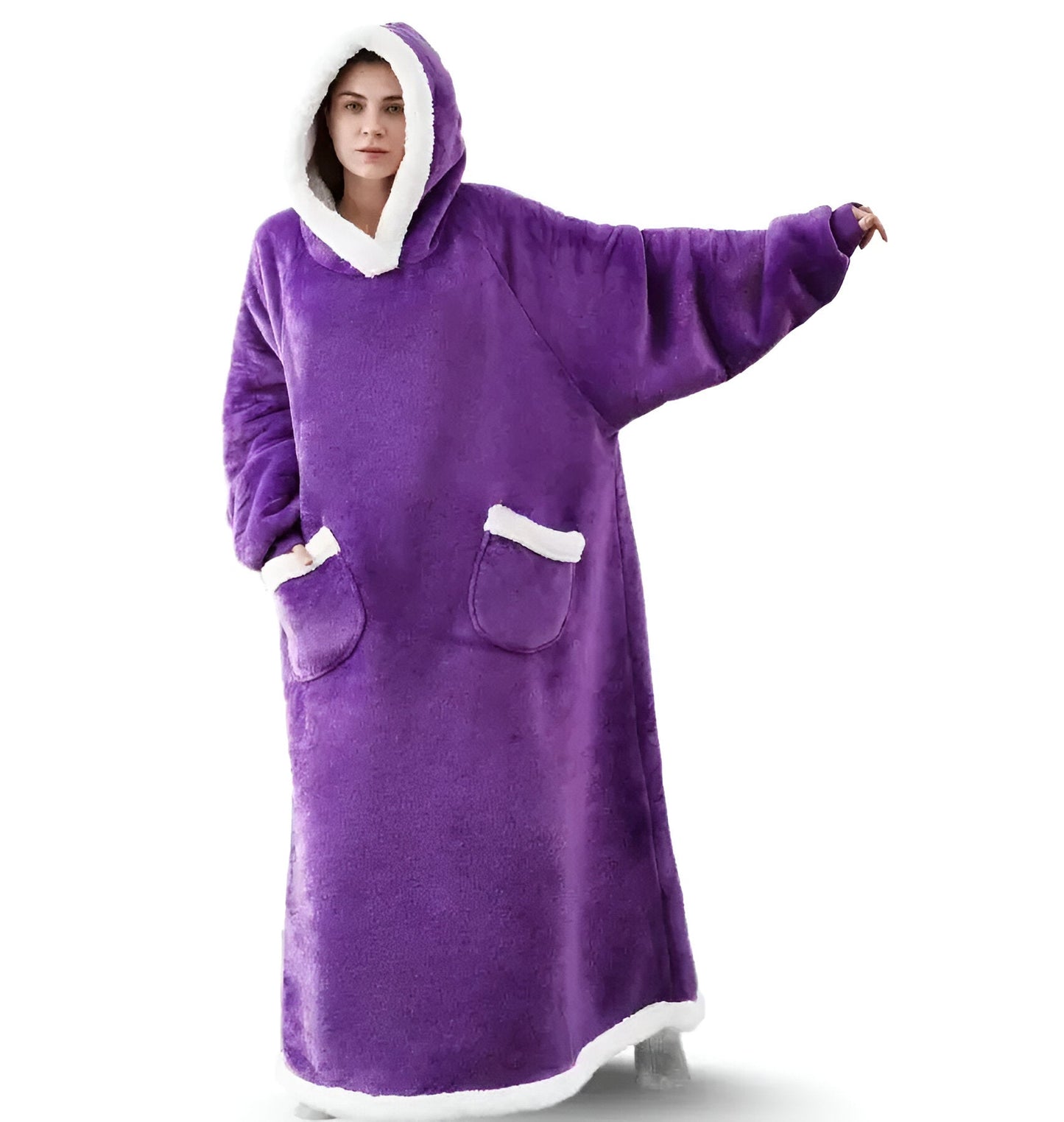 WarmWrap Hoodie Decke - Plüschflanell Pullover in Übergröße mit Tasche