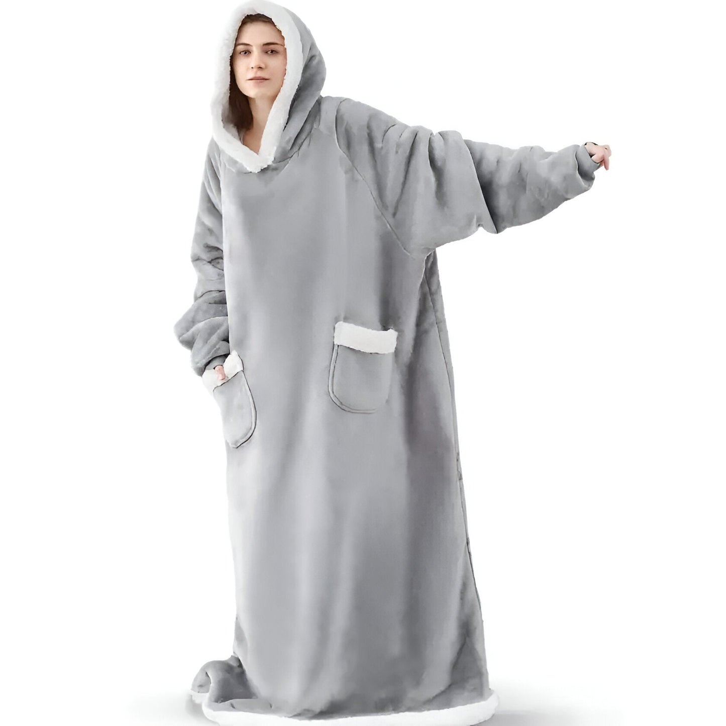 WarmWrap Hoodie Decke - Plüschflanell Pullover in Übergröße mit Tasche