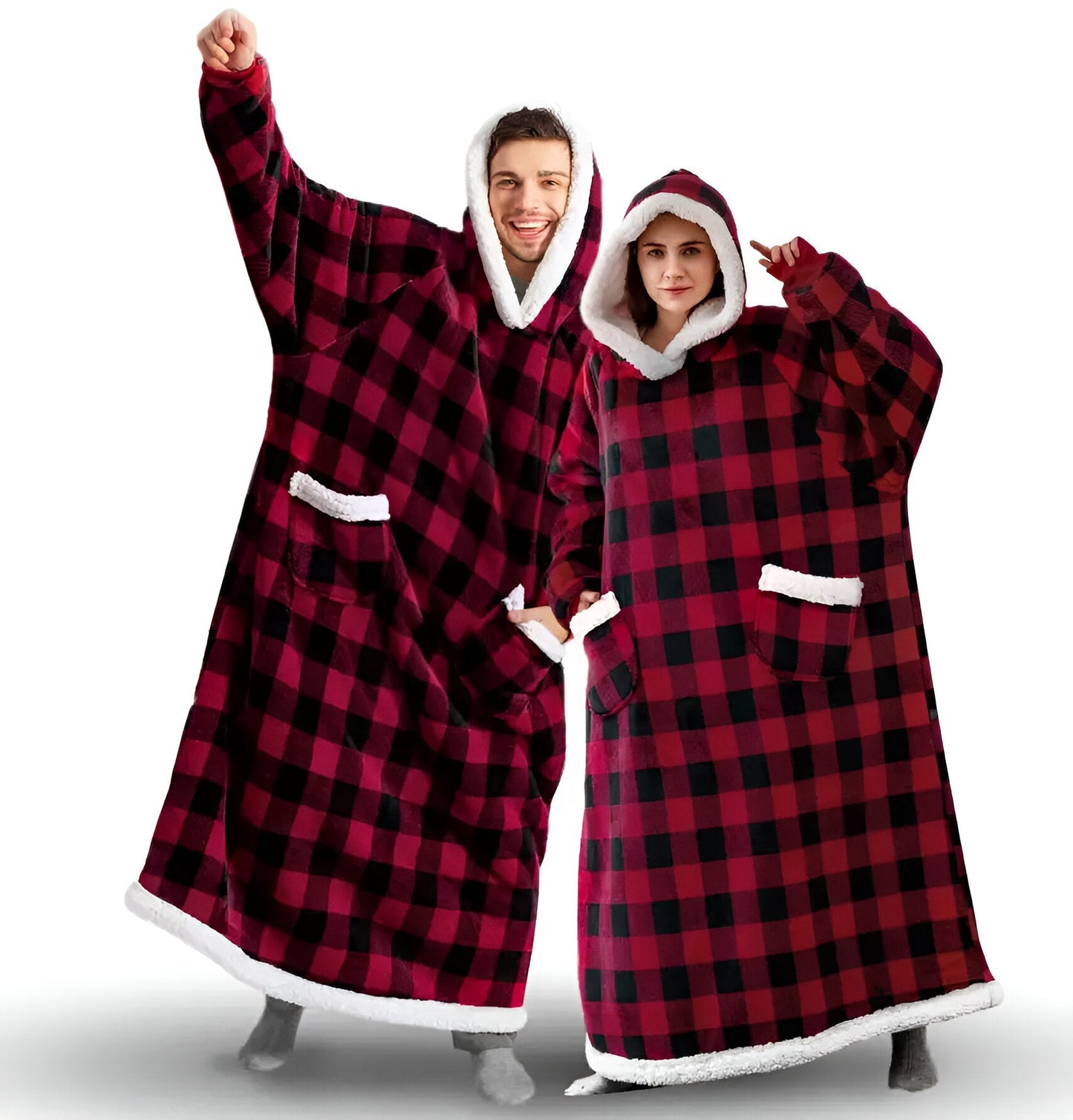 WarmWrap Hoodie Decke - Plüschflanell Pullover in Übergröße mit Tasche