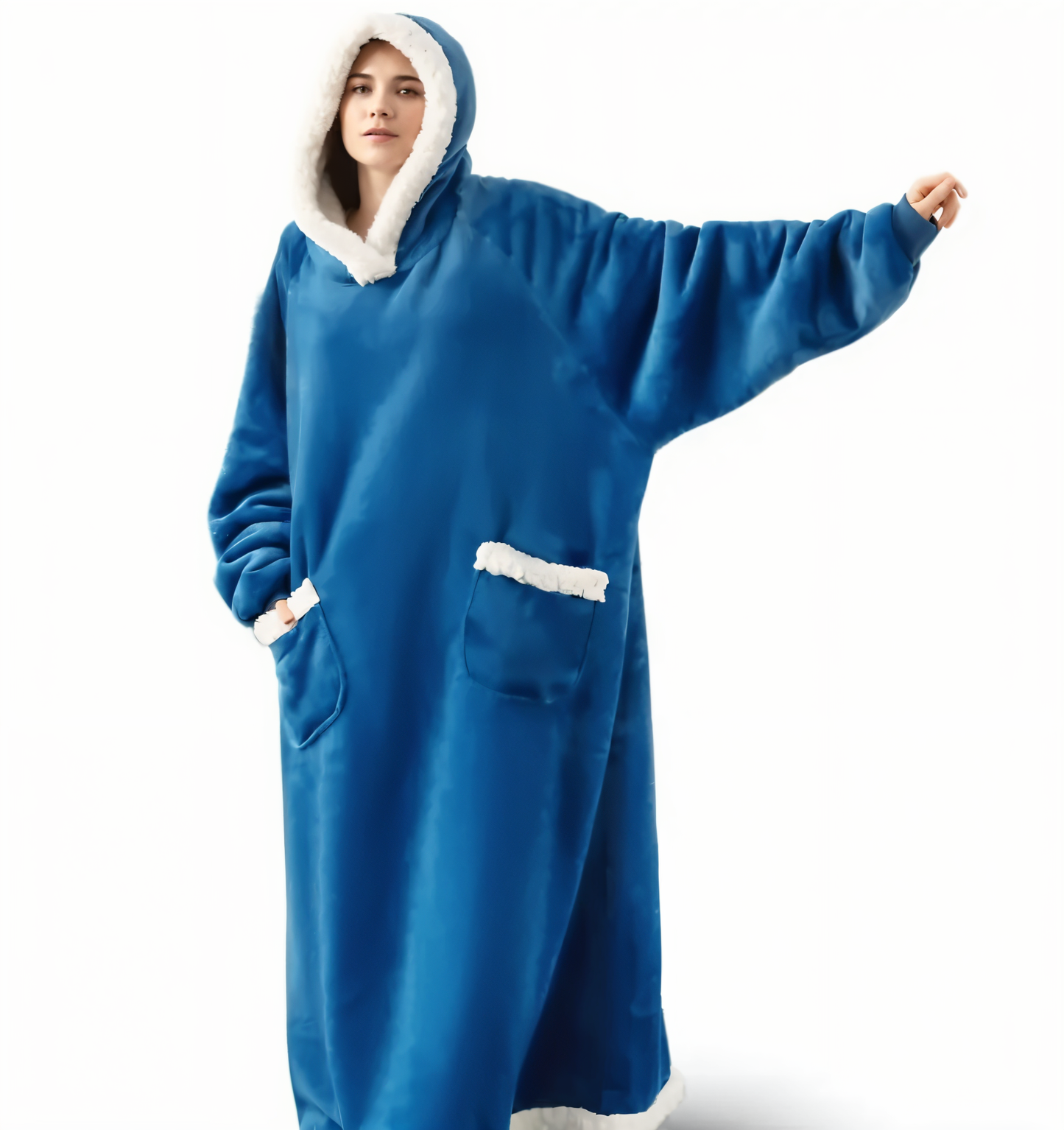 WarmWrap Hoodie Decke - Plüschflanell Pullover in Übergröße mit Tasche
