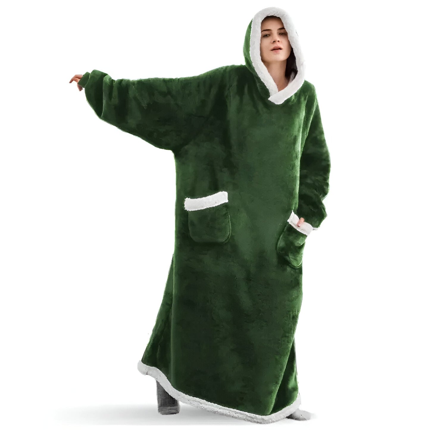 WarmWrap Hoodie Decke - Plüschflanell Pullover in Übergröße mit Tasche