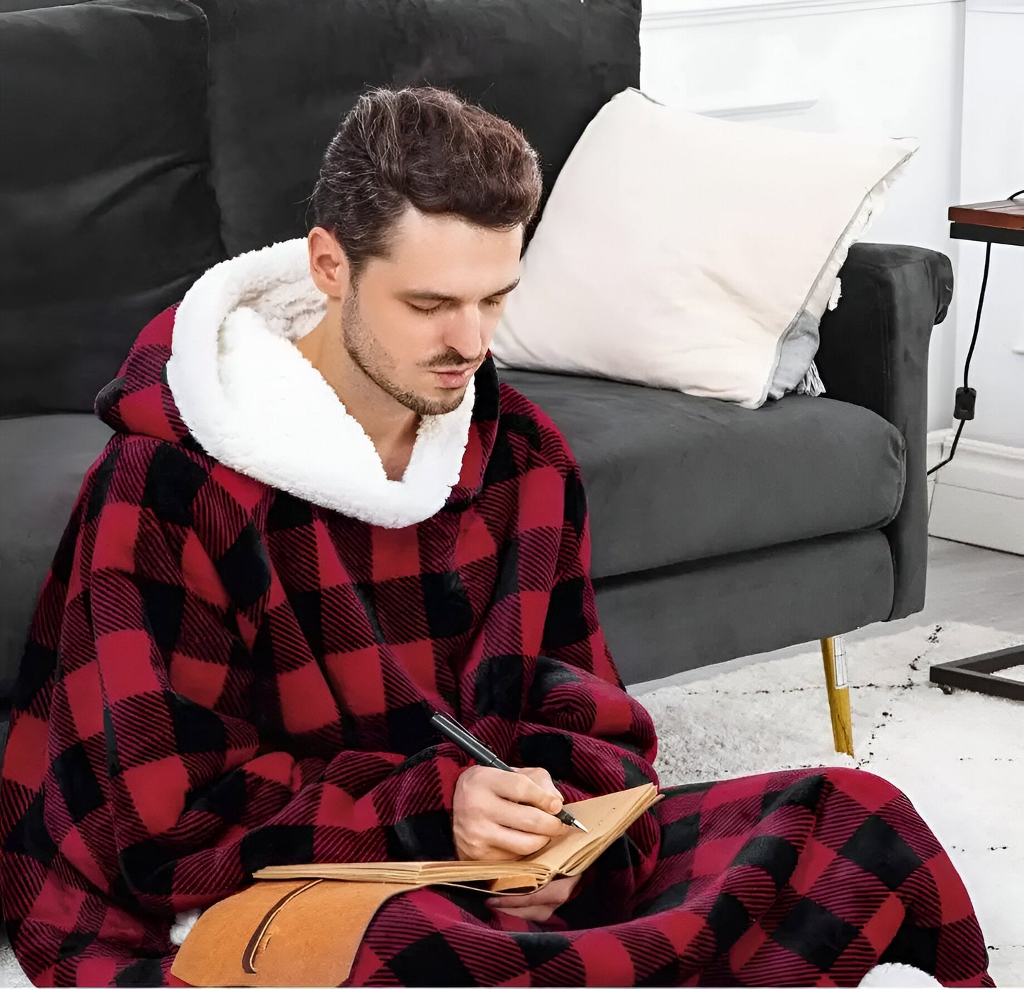 WarmWrap Hoodie Decke - Plüschflanell Pullover in Übergröße mit Tasche