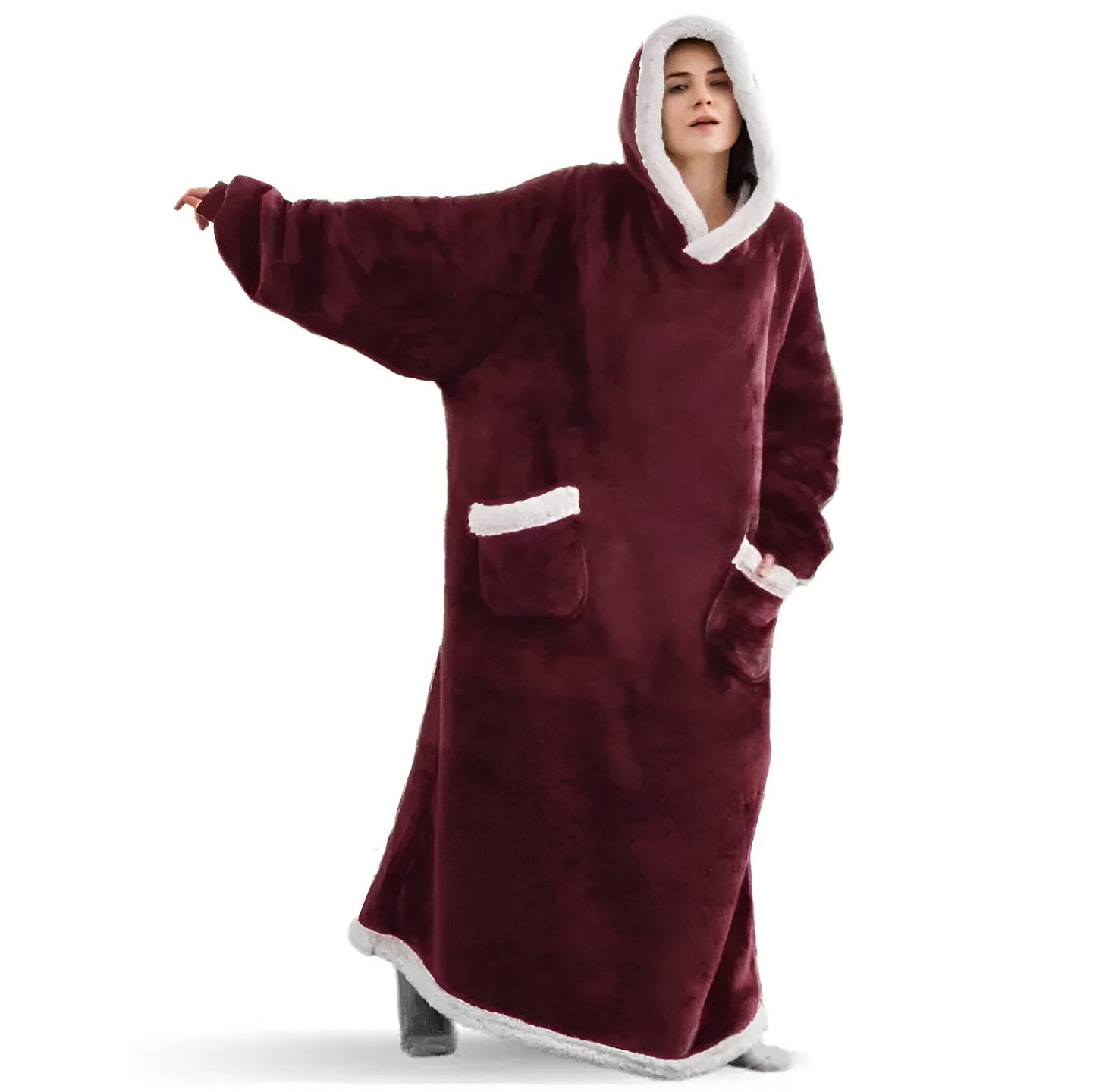 WarmWrap Hoodie Decke - Plüschflanell Pullover in Übergröße mit Tasche