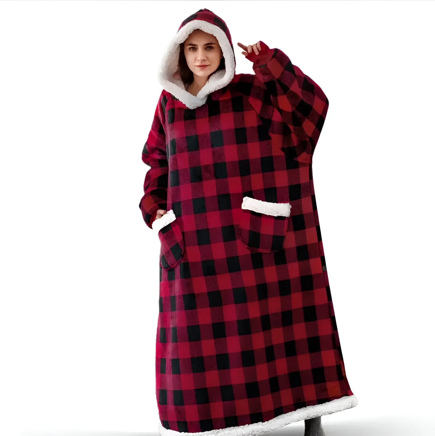 WarmWrap Hoodie Decke - Plüschflanell Pullover in Übergröße mit Tasche