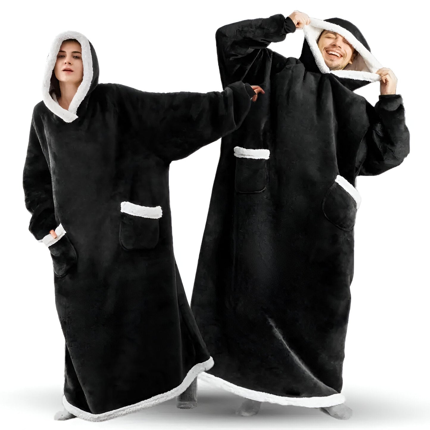 WarmWrap Hoodie Decke - Plüschflanell Pullover in Übergröße mit Tasche
