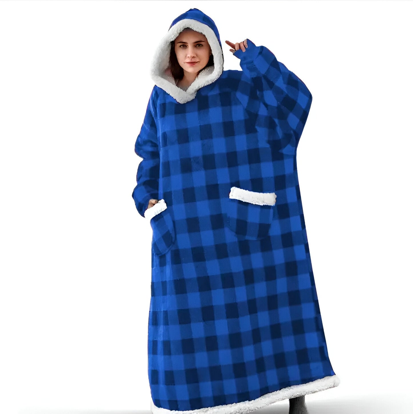 WarmWrap Hoodie Decke - Plüschflanell Pullover in Übergröße mit Tasche