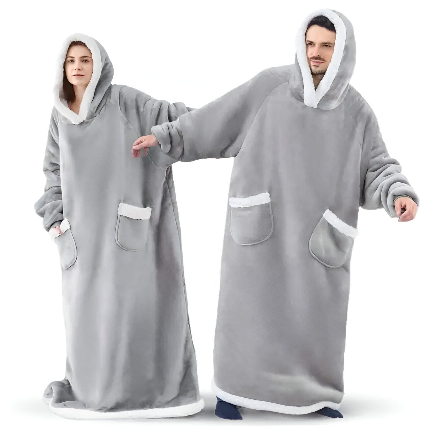 WarmWrap Hoodie Decke - Plüschflanell Pullover in Übergröße mit Tasche