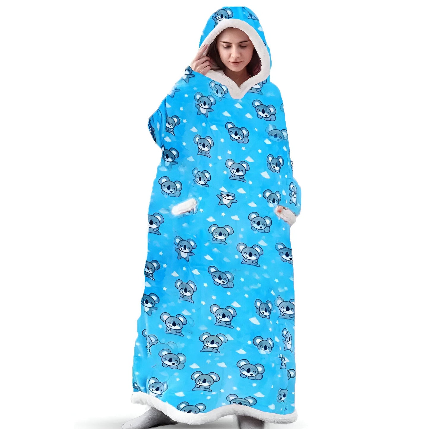 WarmWrap Hoodie Decke - Plüschflanell Pullover in Übergröße mit Tasche