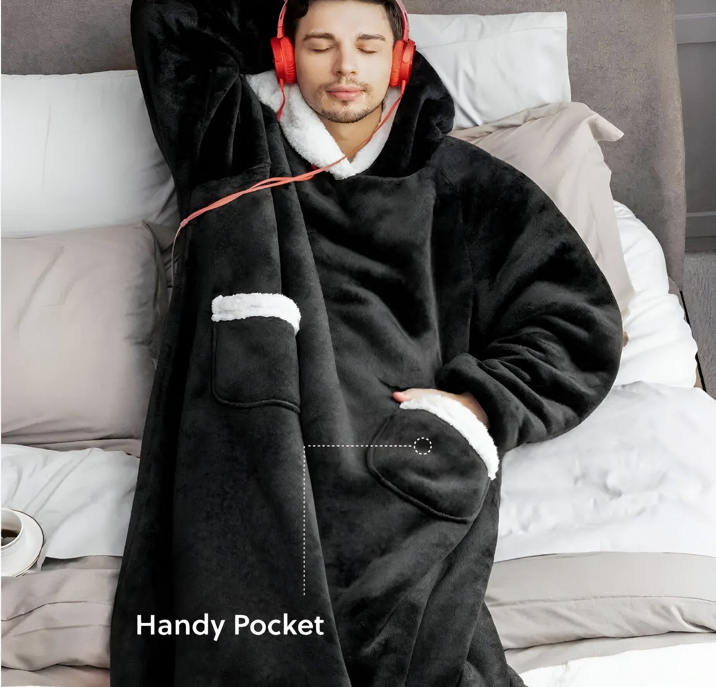 WarmWrap Hoodie Decke - Plüschflanell Pullover in Übergröße mit Tasche