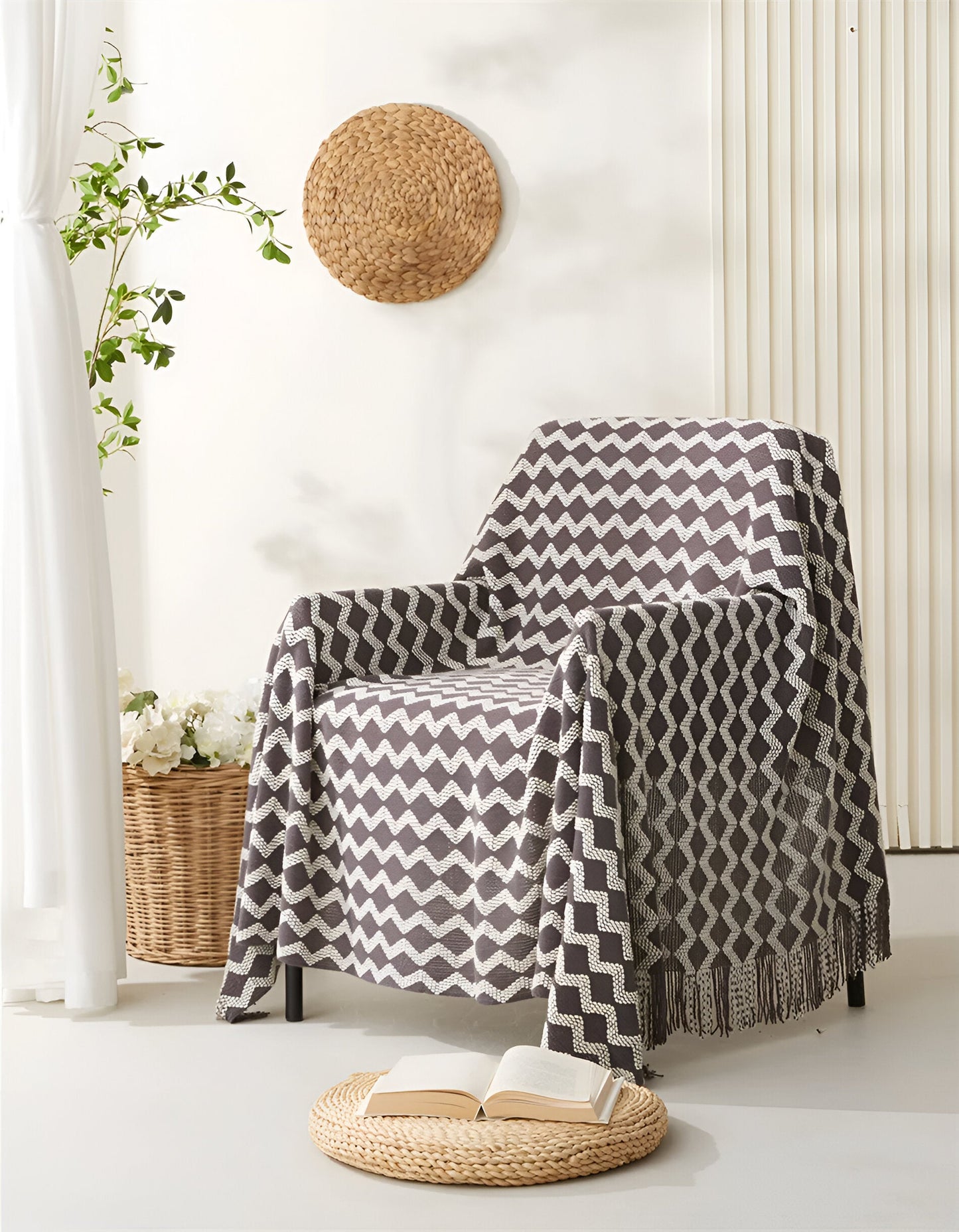 Wavi Plaid - Bohemian Kuschelige Geometrische Strickfleecedecke