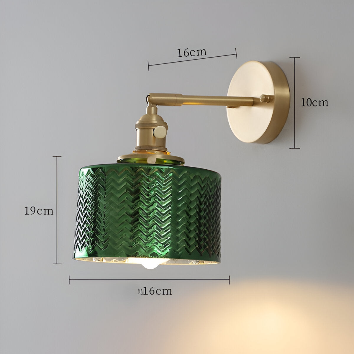 ZiGloss Wandleuchte - Nordic Weiß/Grün Wellenglas Wandlampe - Verstellbare Wandleuchten LED
