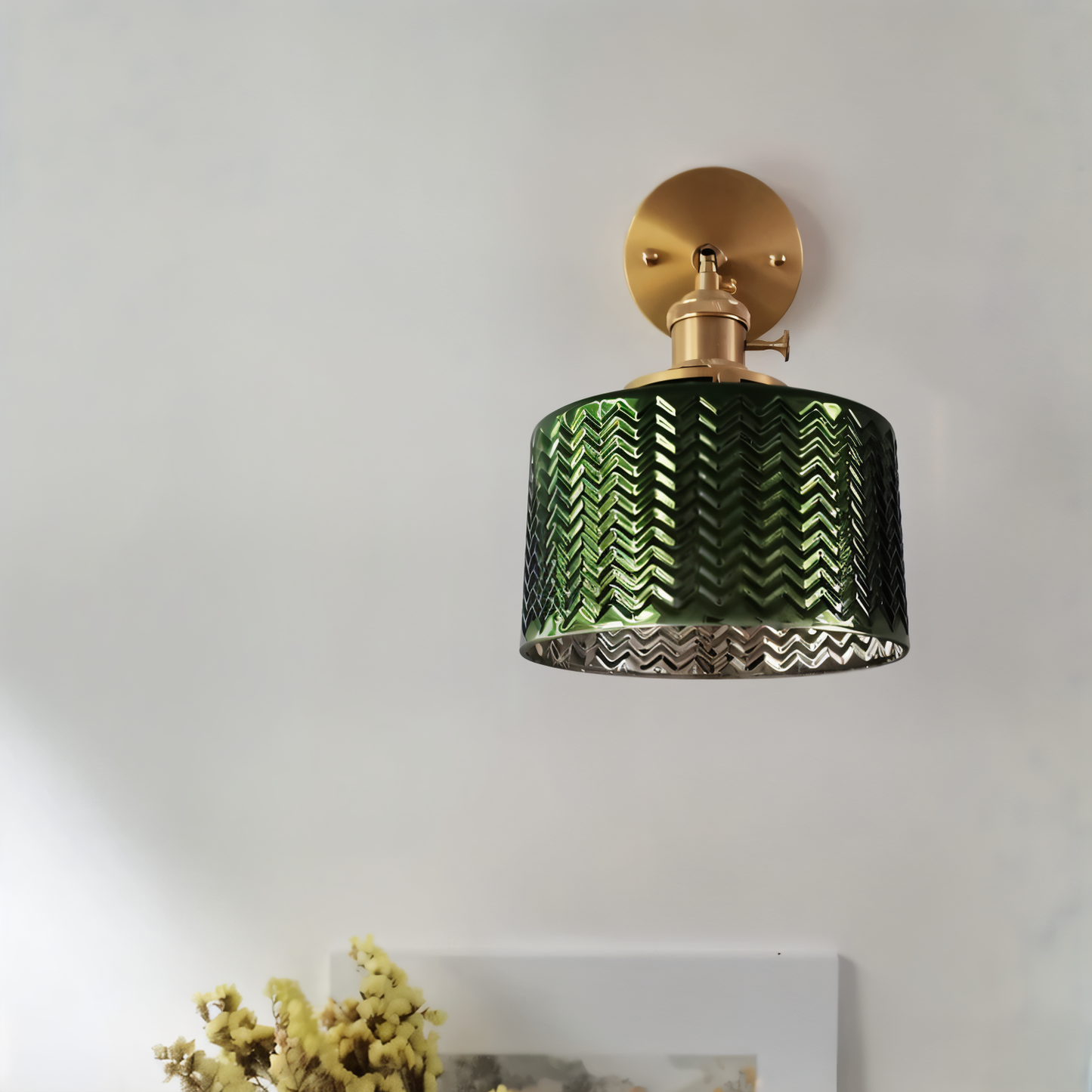 ZiGloss Wandleuchte - Nordic Weiß/Grün Wellenglas Wandlampe - Verstellbare Wandleuchten LED