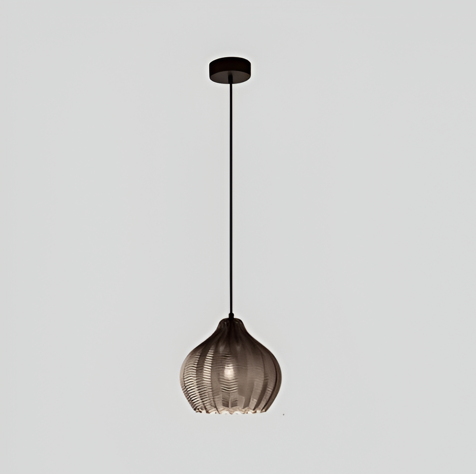 ZigLume Pendelleuchte - Vintage Schwarz Braun Geripptes Glas Hängelampe
