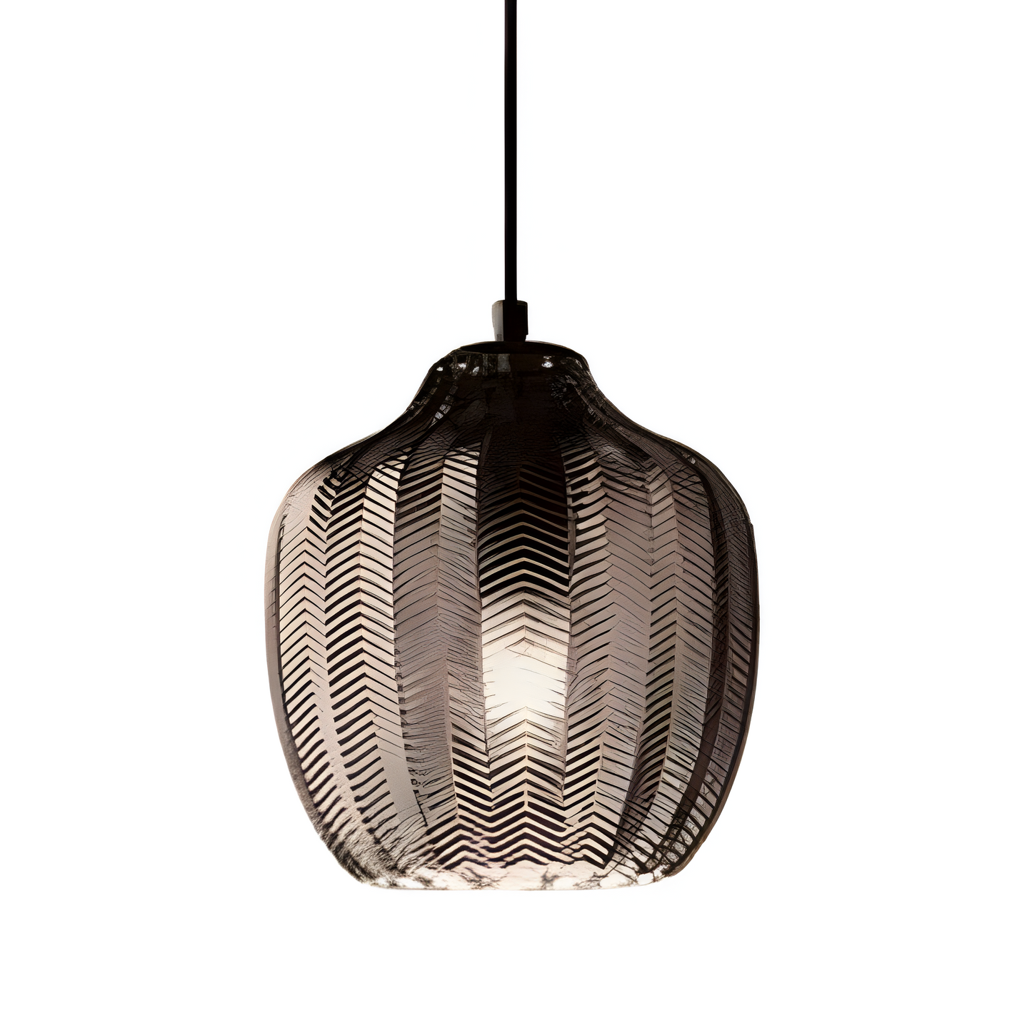 ZigLume Pendelleuchte - Vintage Schwarz Braun Geripptes Glas Hängelampe