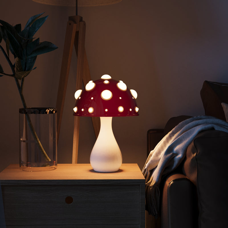 Tischlampe Amanita - Vom Pilz inspiriertes Design mit dimmbarem LED-Licht und kabelloser Option