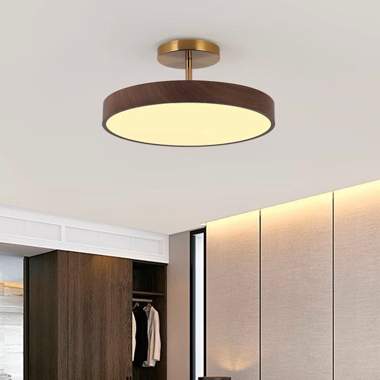 Deckenleuchte mit Holz und LED Semi Flush