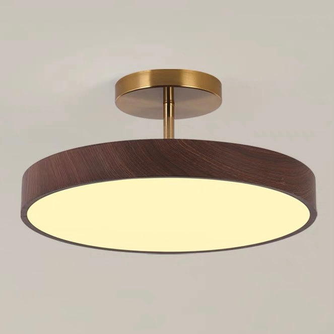 Deckenleuchte mit Holz und LED Semi Flush