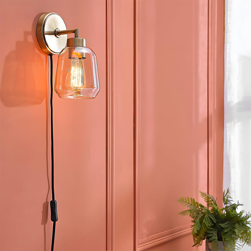 Industrielle Retro Wandlampe mit Stecker – Vintage Innenwandleuchte für Wohnzimmer und Schlafzimmer