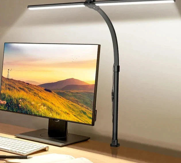 Garduru | Moderne Doppelkopf LED Schreibtischlampe | Stilvolle Büroleuchte