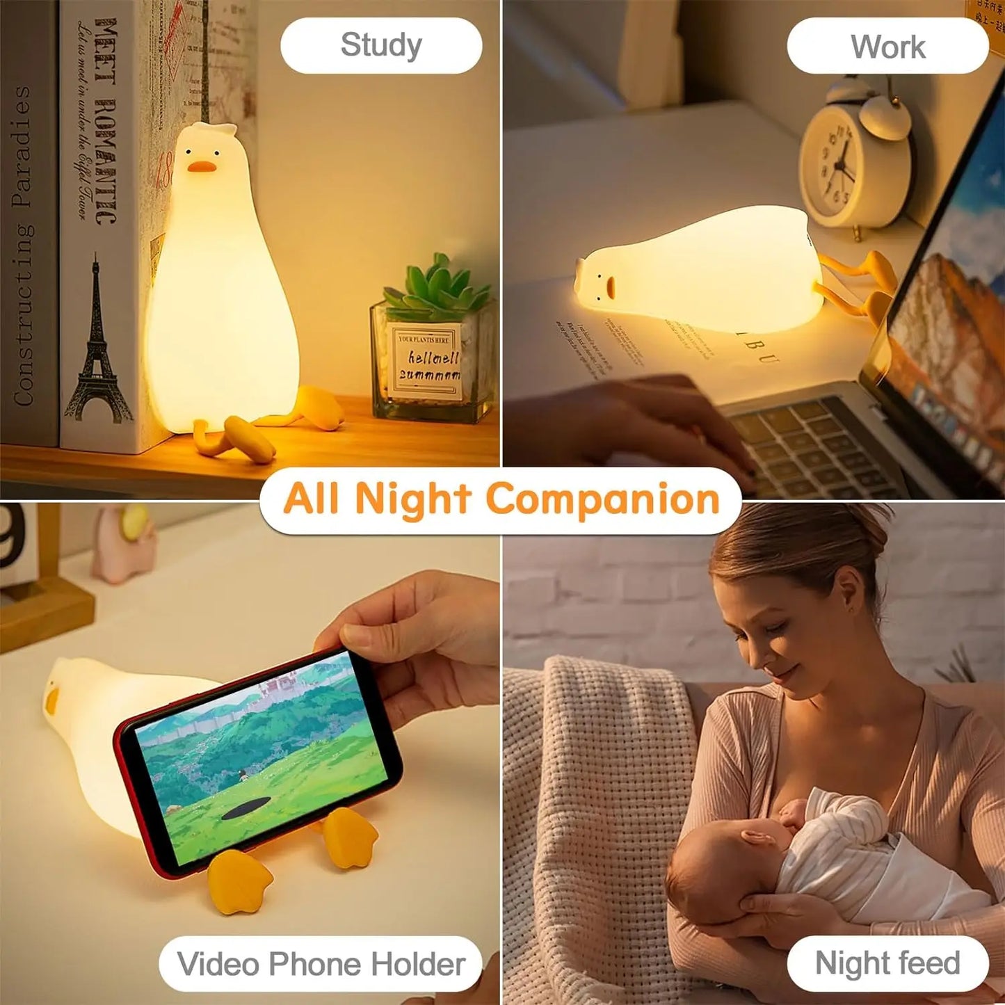 USB Wiederaufladbare LED Ente Nachtlicht – Niedliche Silikonlampe für Kinder & Kinderzimmerdekoration