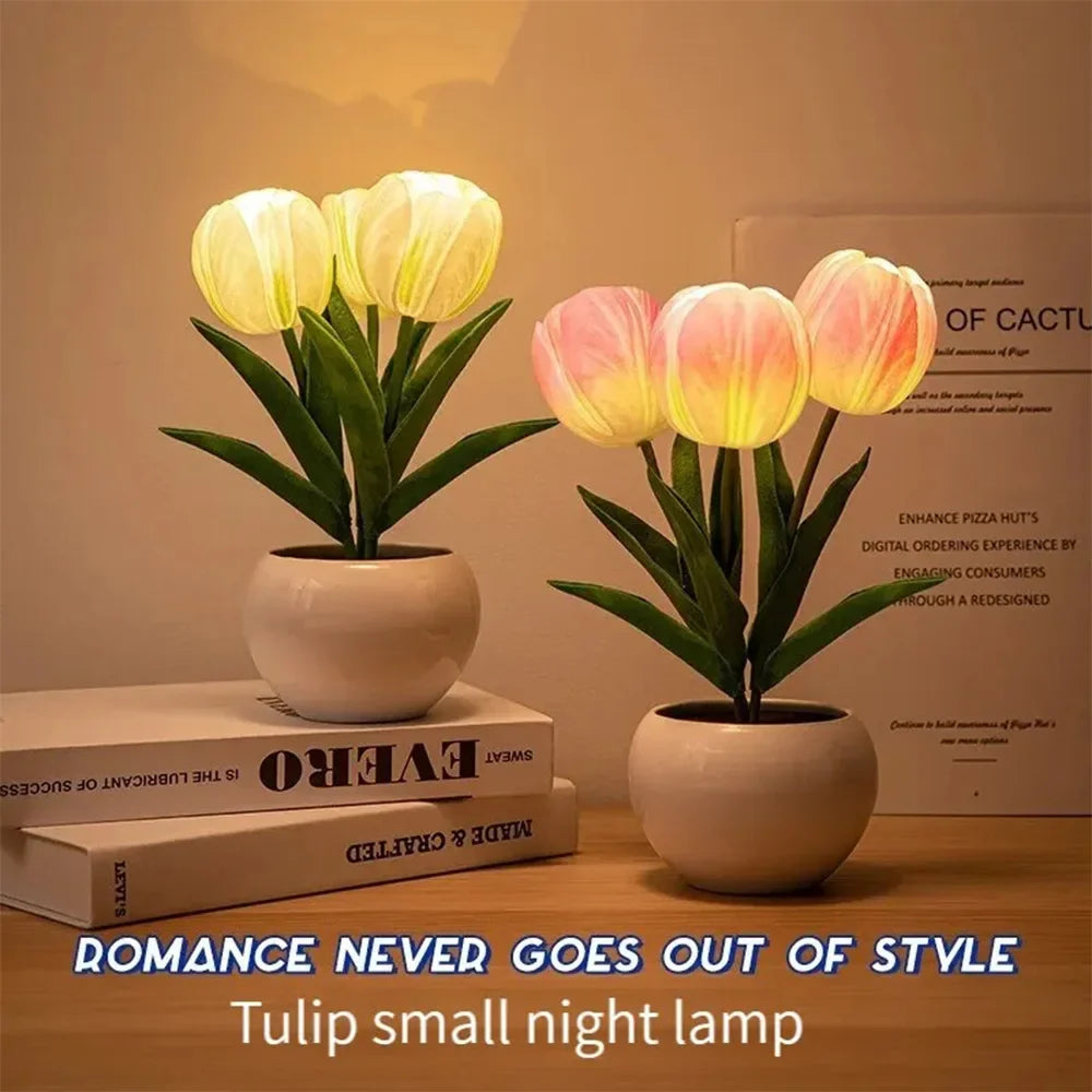 BlossomGlow LED Tulpenlampe - Dekorative Blumen-Nachtlicht