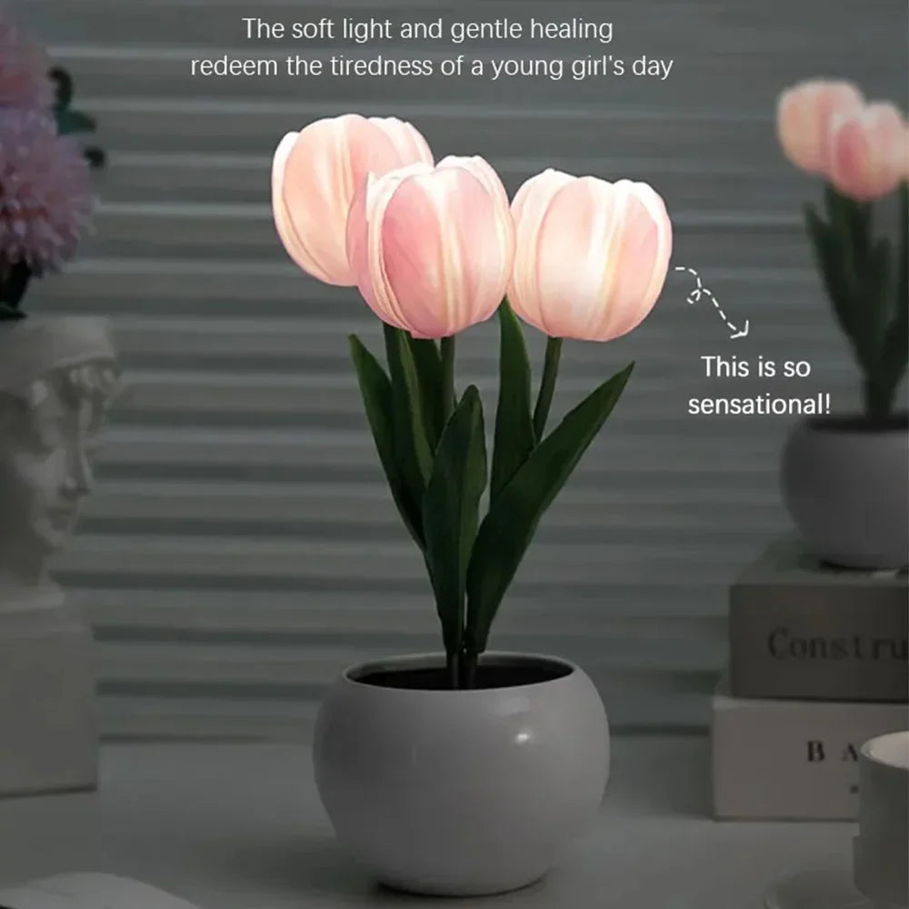 BlossomGlow LED Tulpenlampe - Dekorative Blumen-Nachtlicht