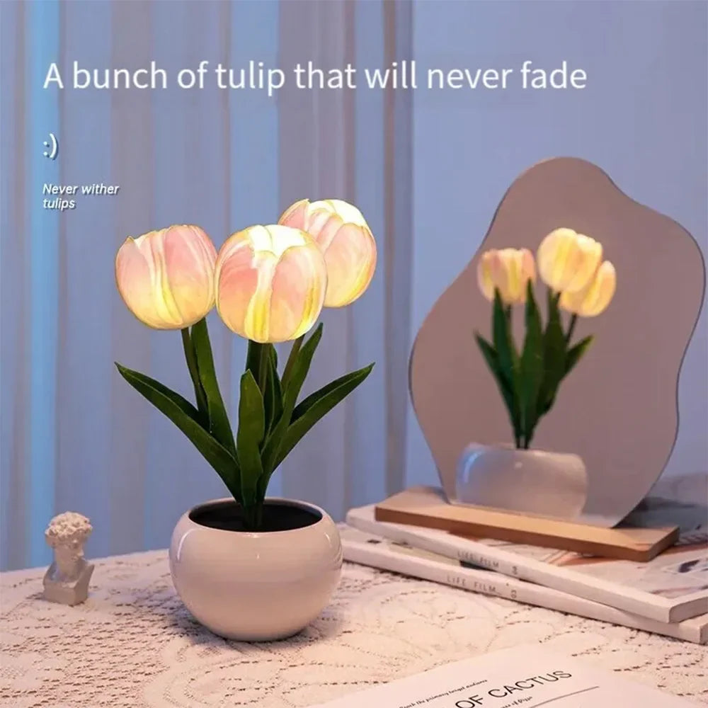 BlossomGlow LED Tulpenlampe - Dekorative Blumen-Nachtlicht