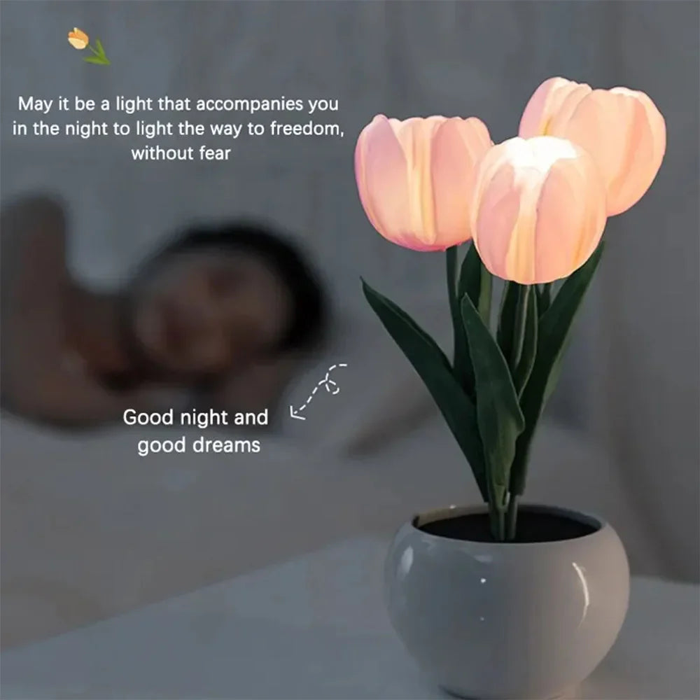 BlossomGlow LED Tulpenlampe - Dekorative Blumen-Nachtlicht